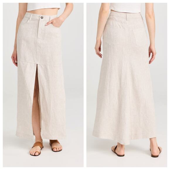 Reformation Tazz Linen Maxi Skirt Size 2 in Oatmeal NWT - Picture 1 of 12